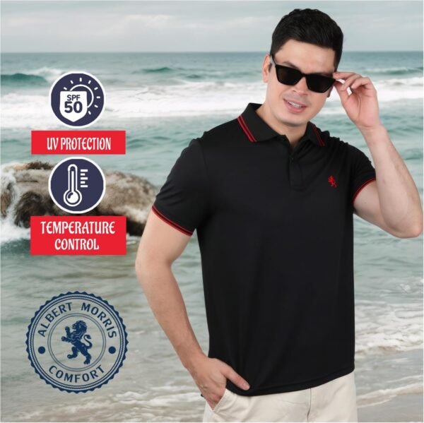 Albert Morris Mens Striped Short Sleeve Polo Shirts 4 Pack
