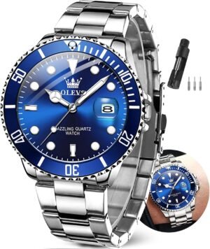 OLEVS Watches Men Waterproof Luxury Big Face Mens Watch Stai...