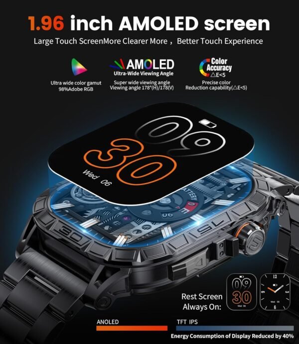 LIGE Military Smart Watch for Men(Call Receive/Dial) with 3 ...