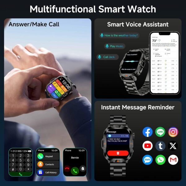 Smart Watch for Men Military Answer/Make Call 2.01″ Display ...