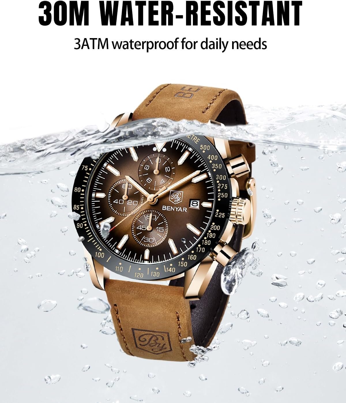 BY BENYAR Watch for Men Analog Quartz Chronograph Waterproof... - Image 4