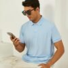 Men's Short Sleeve Polo Shirts Textured Knit Slim Fit Casual...