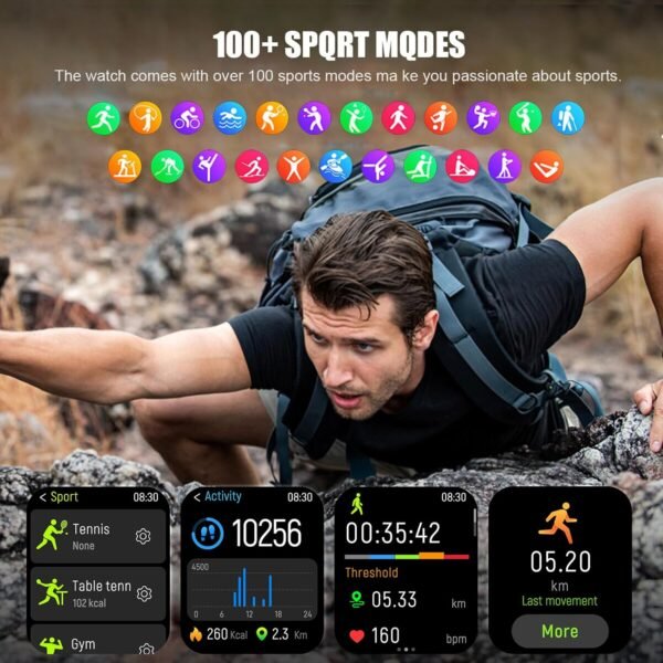 Military Smart Watch for Men 1.96 Inches Outdoor Sports Smar...
