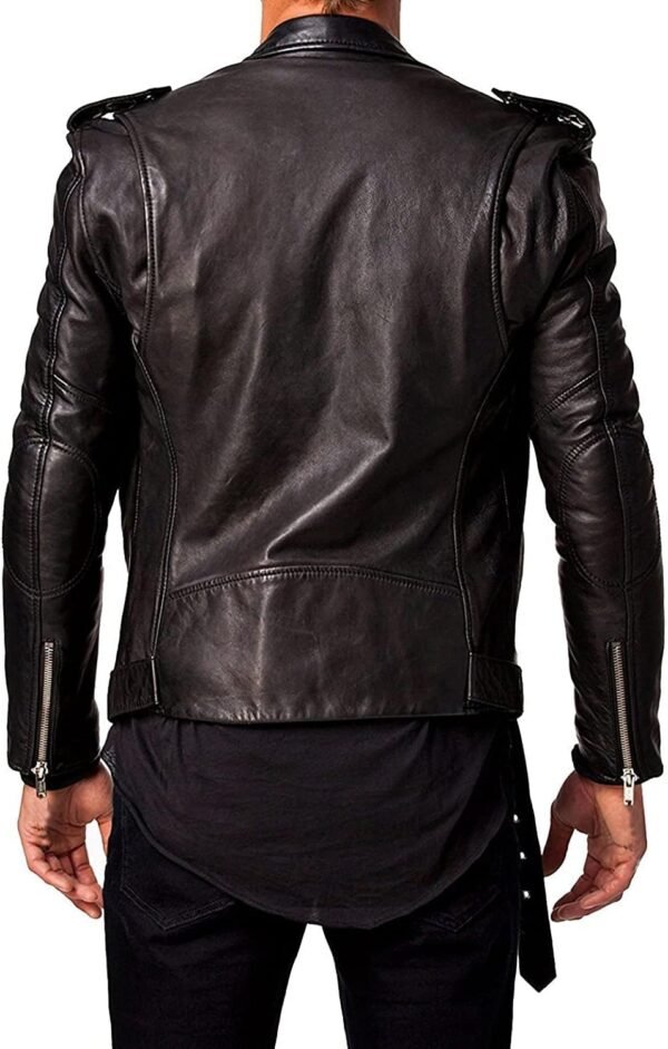 Men's Black Genuine Lambskin Biker Leather Jacket Designer
