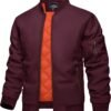KEFITEVD Men's Jacket Casual Windproof Bomber Jackets Full Z...