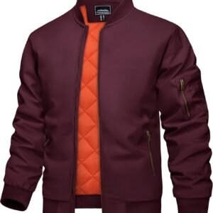 KEFITEVD Men's Jacket Casual Windproof Bomber Jackets Full Z...