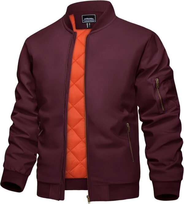 KEFITEVD Men's Jacket Casual Windproof Bomber Jackets Full Z...