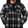 Thick Plaid Flannel Jacket for Men Sherpa Fleece Lined Hoode...