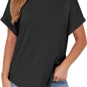 ANRABESS Womens Tops Oversized Short Sleeve T Shirts Summer ...