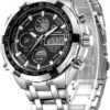 GOLDEN HOUR Luxury Stainless Steel Analog Digital Watches fo...