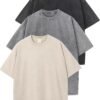 Flygo 3 Pack Men Oversized T Shirts Acid Washed Unisex Tee L...