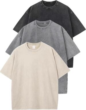 Flygo 3 Pack Men Oversized T Shirts Acid Washed Unisex Tee L...