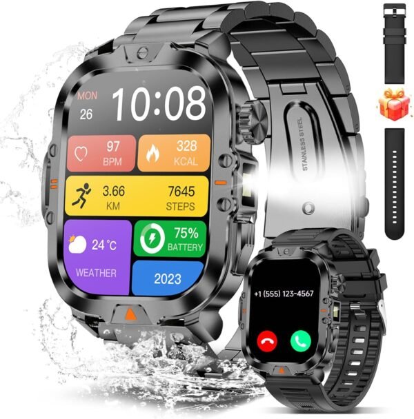 Smart Watch for Men Military Answer/Make Call 2.01″ Display ...