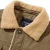 CRYSULLY Men's Winter Cargo Jacket Fur Collar Fleece Casual ...