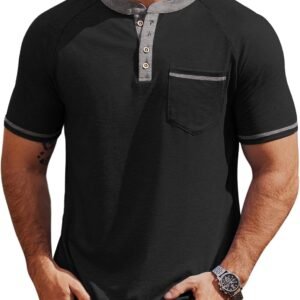 COOFANDY Mens Henley Shirts Short Sleeve Casual Button T-Shi...