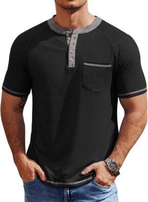 COOFANDY Mens Henley Shirts Short Sleeve Casual Button T-Shi...