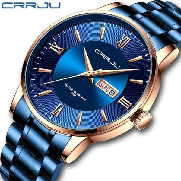 CRRJU Men's Fashion Luxury Stainless Steel Watches for Men B...
