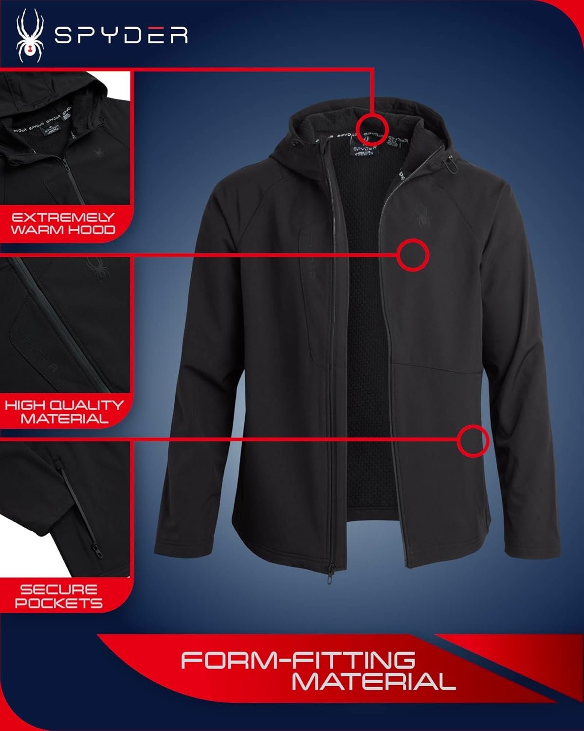 Spyder Men's Active Softshell Jacket - Polar Fleece-Lined Wa... - Image 2