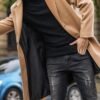Springrain Men's Wool Blend Pea Coat Notched Collar Single B...