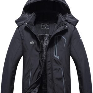 Pooluly Men's Ski Jacket Warm Winter Waterproof Windbreaker ...