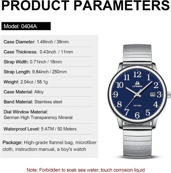 LN LENQIN Mens Watches Stainless Steel Analog Quartz Watches...