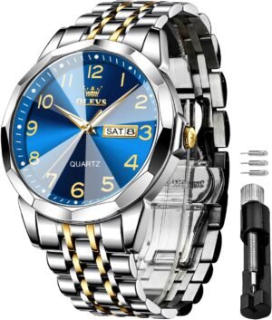 OLEVS Watch for Men Luxury Dress Analog Quartz Stainless Ste...
