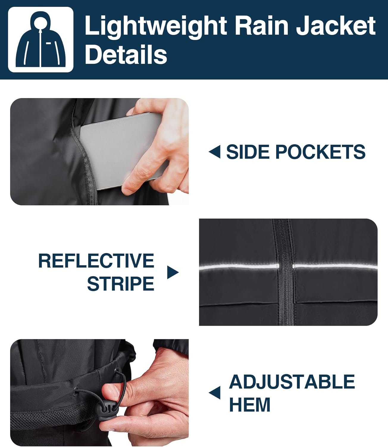 SWISSWELL Rain Jacket Men Waterproof Windbreaker, Lightweigh... - Image 4