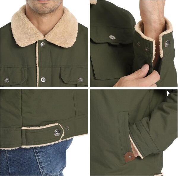 Men's Winter Jacket, Cotton Sherpa Fleece Lined Jacket, Warm...