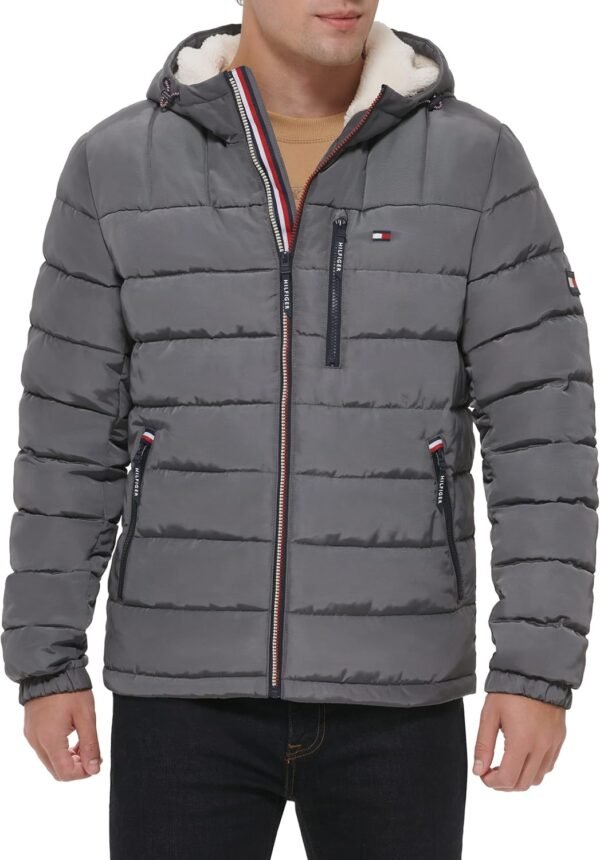 Tommy Hilfiger Men's Midweight Sherpa Lined Hooded Water Res...