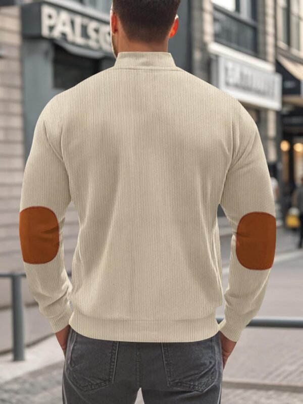 Men's Casual Zipper Corduroy Jacket Corduroy Lapel Long Slee...