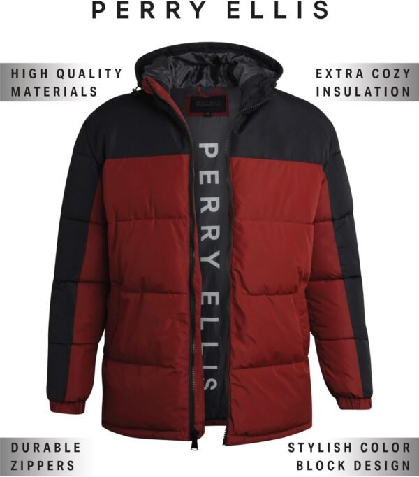 Perry Ellis Men's Hooded Puffer Jacket - Insulated Quilted W...
