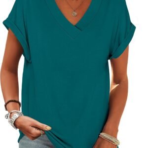 ANRABESS Womens Tops Short Sleeve V Neck T-Shirts Summer Loo...