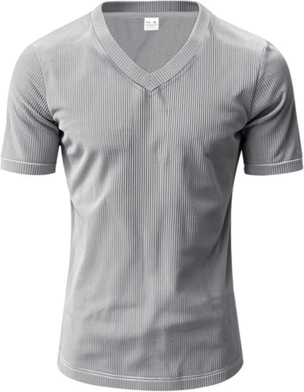 PORCLAY Mens Short Sleeve T-Shirts Corduroy V Neck Ribbed St...