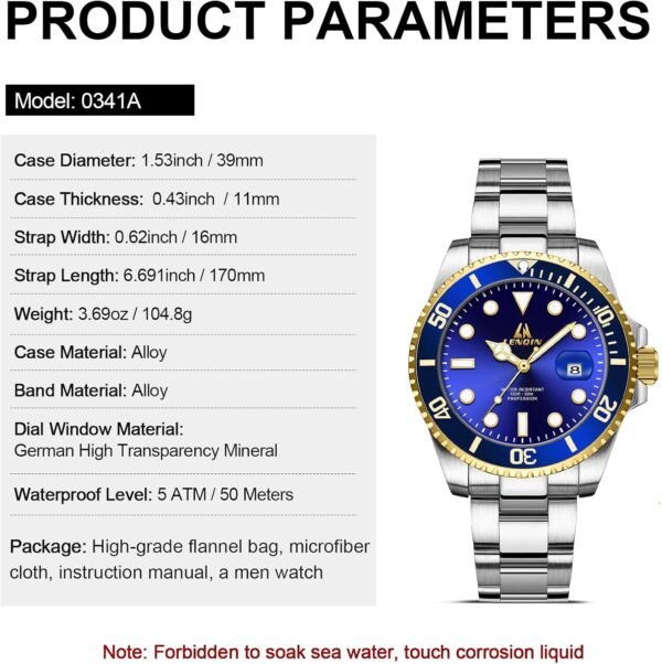 LN LENQIN Mens Watches Stainless Steel Waterproof Analog Qua...