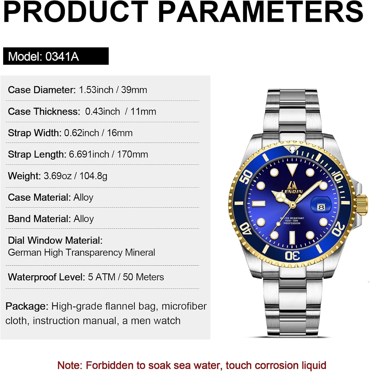 LN LENQIN Mens Watches Stainless Steel Waterproof Analog Qua... - Image 6