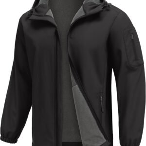 COOFANDY Men's Hooded Softshell Jacket Waterproof Fleece Lin...