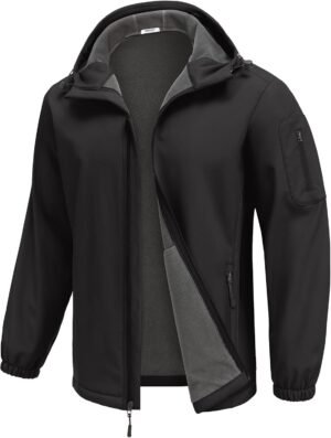 COOFANDY Men's Hooded Softshell Jacket Waterproof Fleece Lin...