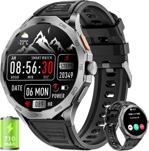 Military Smart Watch for Men 1.85" HD Ultra Screen Touch Scr...