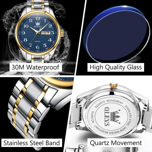 Men's Casual Stainless Steel Watch, Big Face Easy to Read An...