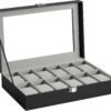 SONGMICS Watch Box, 12-Slot Watch Case with Large Glass Lid,...