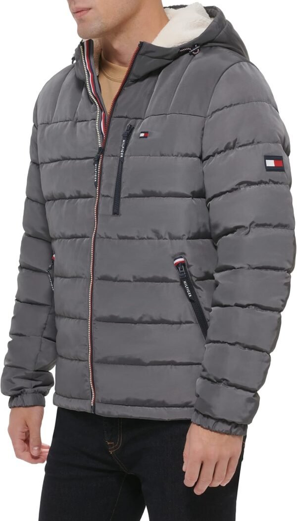 Tommy Hilfiger Men's Midweight Sherpa Lined Hooded Water Res...