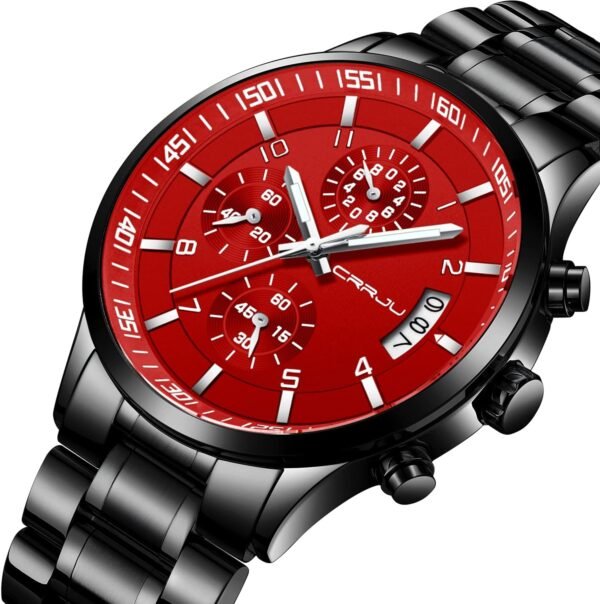 CRRJU Men's Fashion Stainless Steel Watches Date Waterproof ...