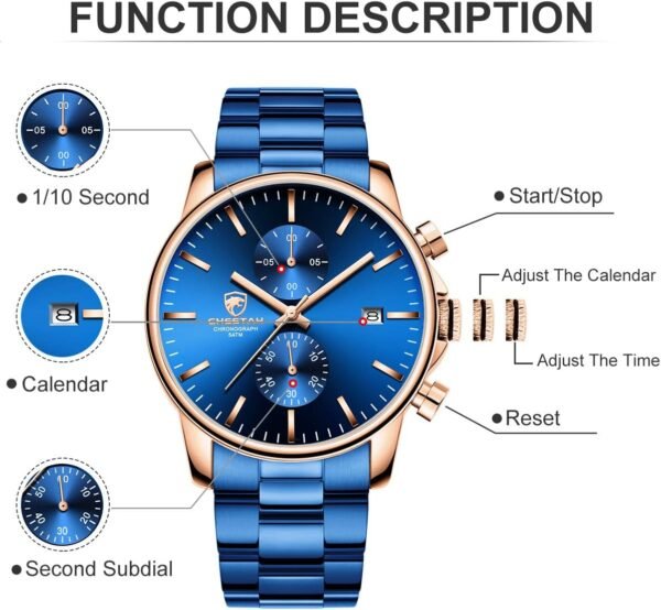 GOLDEN HOUR Fashion Business Mens Watches with Stainless Ste...