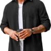 COOFANDY Men's Waffle Button Down Shirts Casual Long Sleeve ...