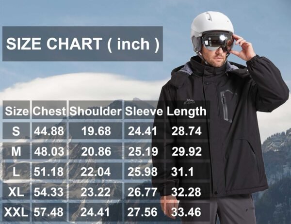 ELLSWOS Men's Waterproof Ski Jacket Winter Snow Coat Warm Ho...