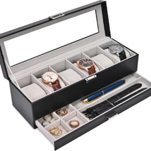 ProCase Watch Box for Men, 6 Slot Watch Display Case with Dr...