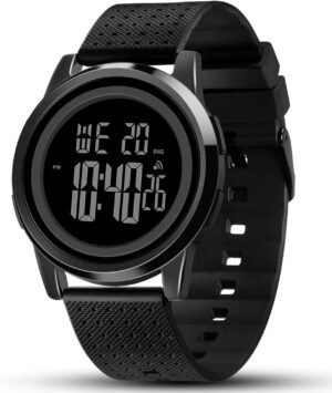 Mens Watch Ultra-Thin Digital Sports Watch Waterproof Stainl...