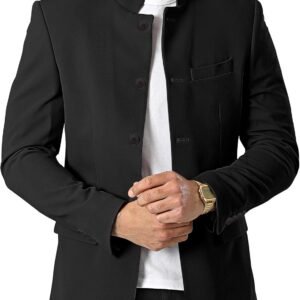 Mens Casual Suit Blazer Jackets Stand Mandarin Collar Lightw...