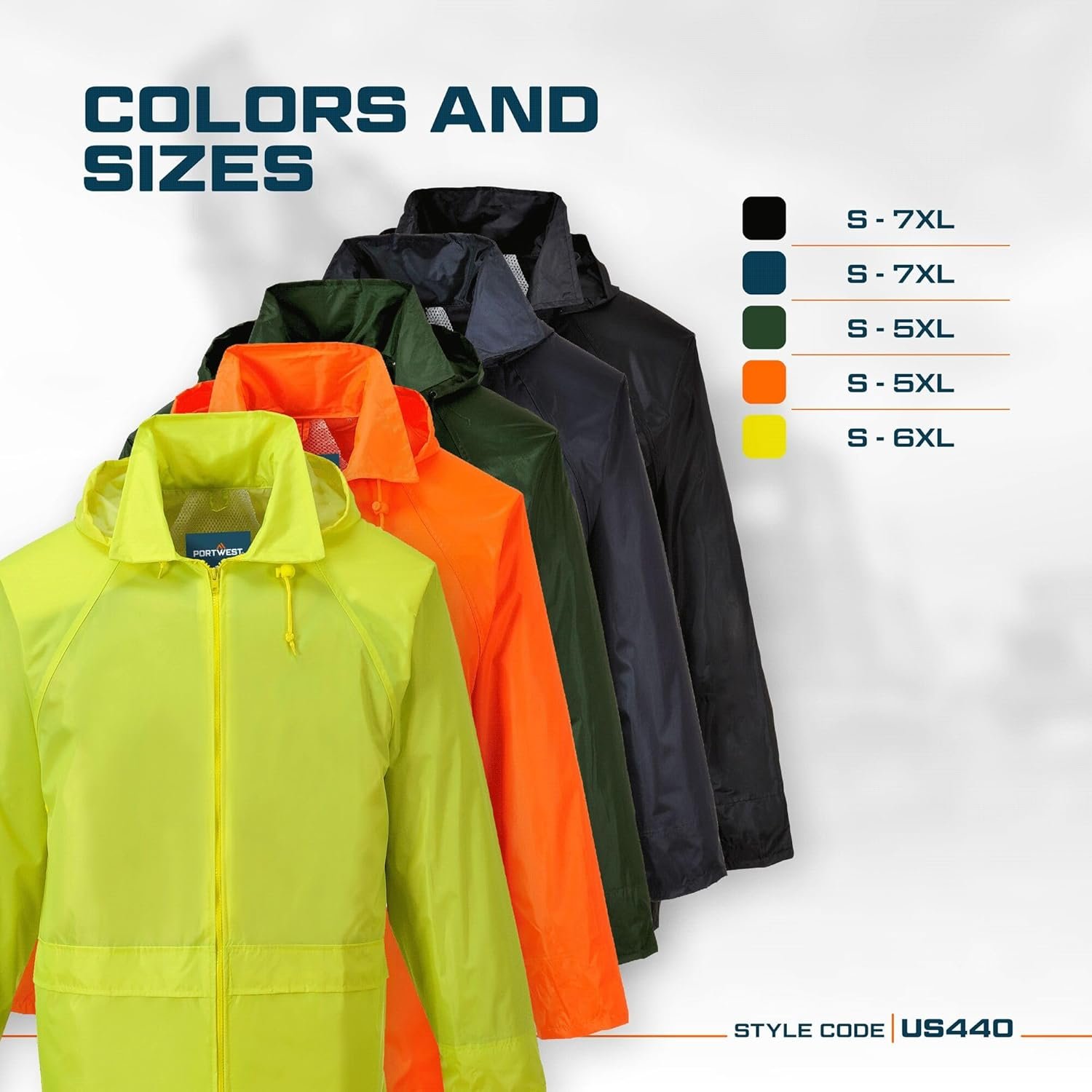 Portwest US440 Men's Waterproof Rain Jacket - Lightweight Du... - Image 4
