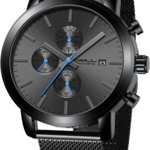 CRRJU Watches for Men Luxury Business Stainless Steel Waterp...